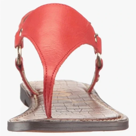Sam Edelman Leather Greta Thong Havana Red Sandals Size 8 - Picture 3 of 8